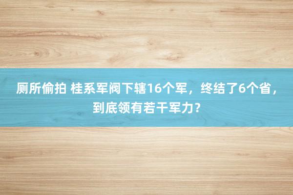 厕所偷拍 桂系军阀下辖16个军，终结了6个省，到底领有若干军力？