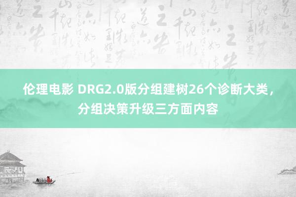 伦理电影 DRG2.0版分组建树26个诊断大类，分组决策升级三方面内容